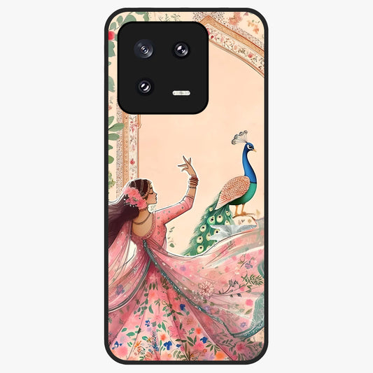 Royal Grace Muse Glass Case showing flat back view with elegant artistic artwork and glossy glass finish.