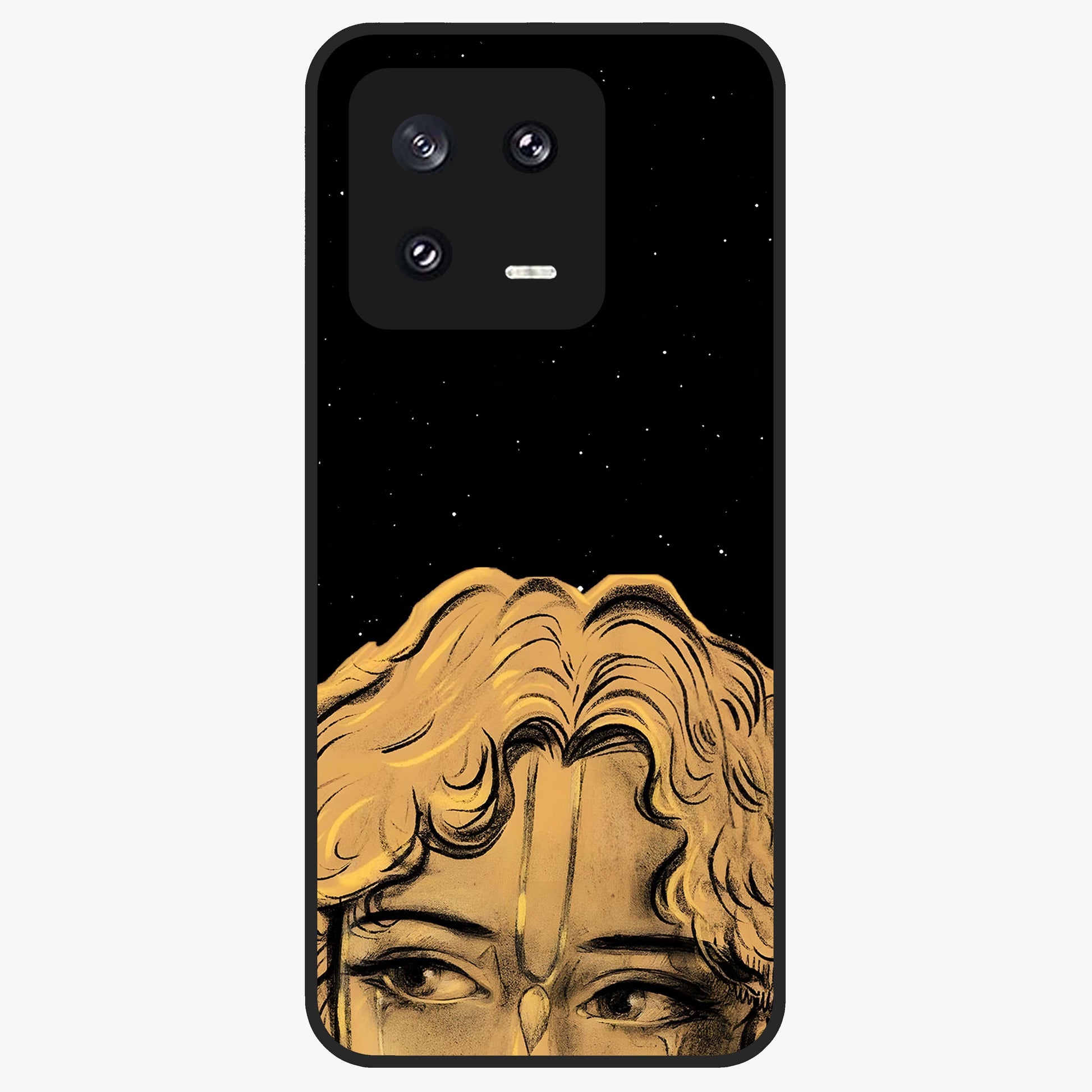 Shri Krishna Art Glass Case showing flat back view with devotional Krishna artwork and glossy glass finish.