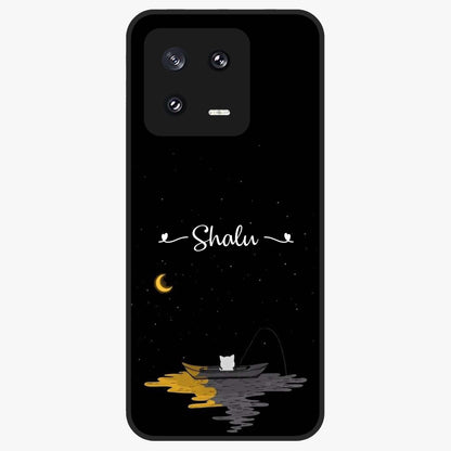 Silent Night Row Glass Case showing flat back view with calm night themed artwork and glossy glass finish.