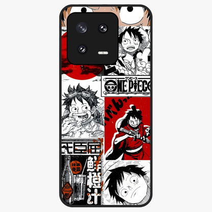 Strawhat Chaos Panels Glass Case showing flat back view with anime inspired chaos panel artwork and glossy glass finish.