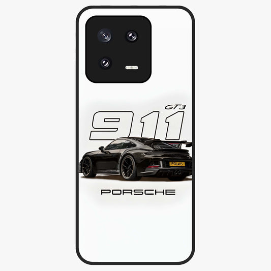 Turbo Legacy Icon Glass Case showing flat back view with iconic sports car inspired artwork and glossy glass finish.