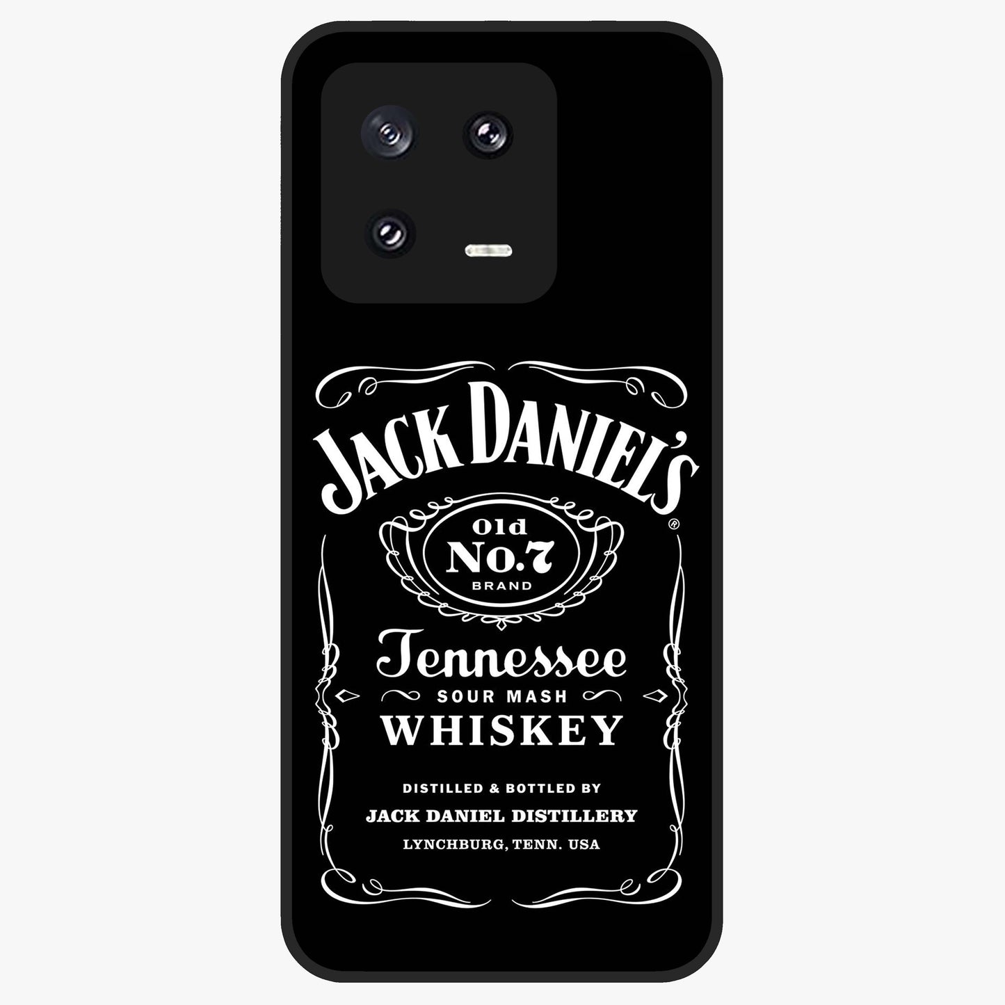 Vintage Whiskey Heritage Glass Case showing flat back view with classic whiskey inspired artwork and glossy glass finish.
