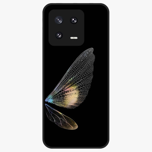 Whispers Of Wings Glass Case showing flat back view with graceful wing inspired artwork and glossy glass finish.