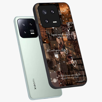 Bittersweet Aesthetic Chaos Glass Case displayed in angled mockup highlighting expressive abstract artwork and edgy aesthetic theme.