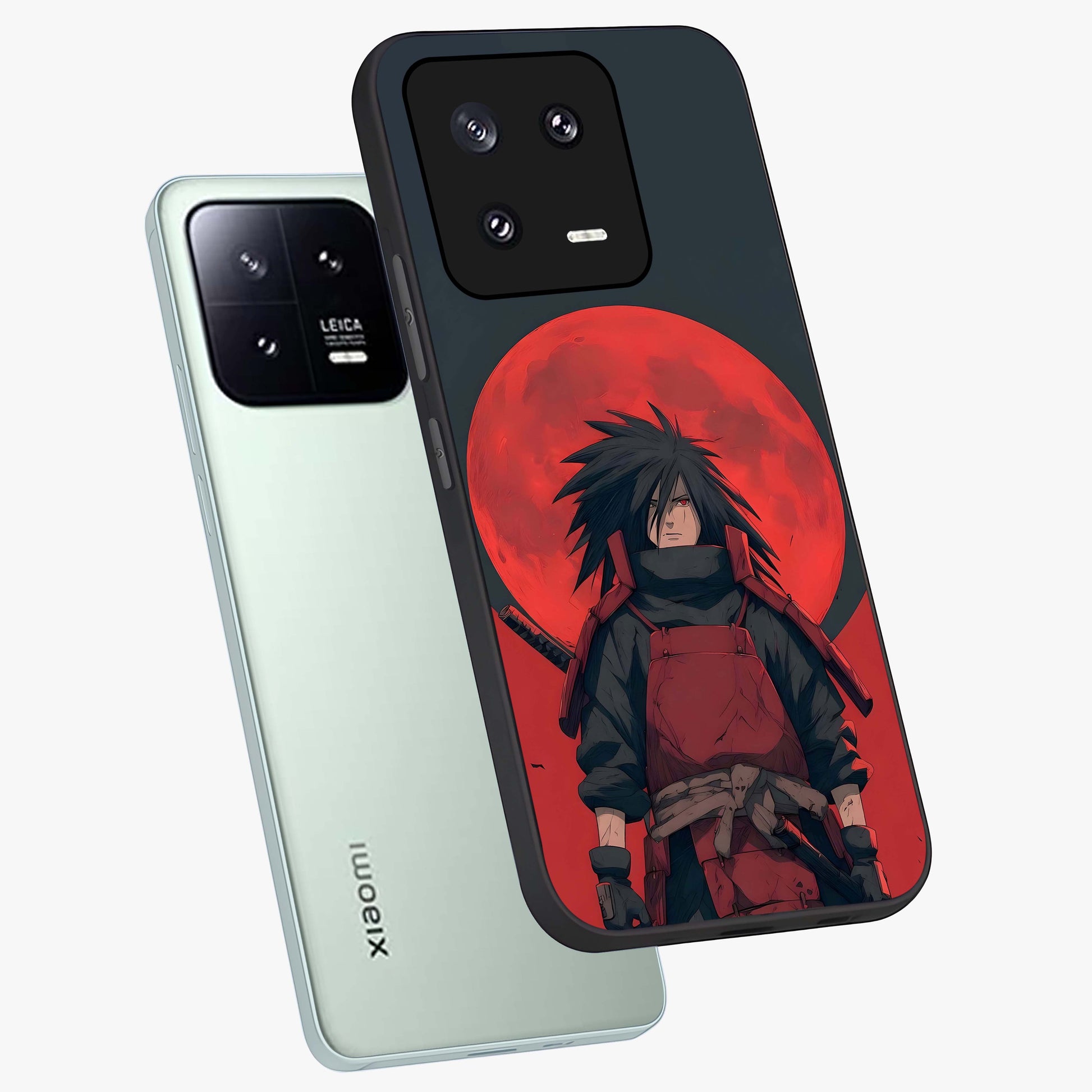 Crimson Moon Warlord Glass Case displayed in angled mockup highlighting dramatic crimson moon design with fantasy aesthetic.