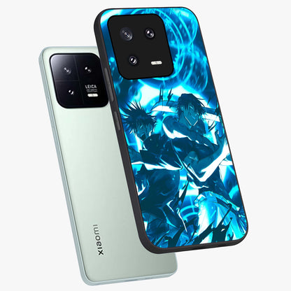Cursed Energy Clash Glass Case displayed in angled mockup highlighting powerful battle inspired graphic with anime style aesthetic.