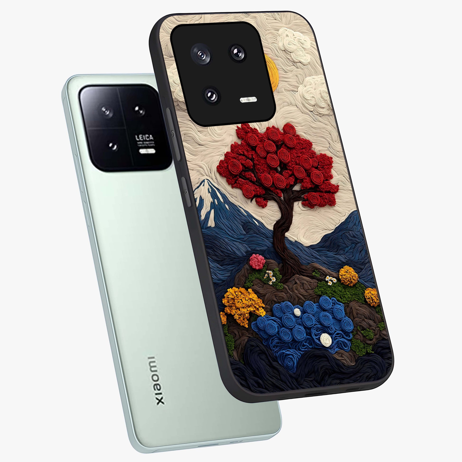 Eternal Nature Tapestry Glass Case displayed in angled mockup highlighting detailed botanical pattern with artistic aesthetic.