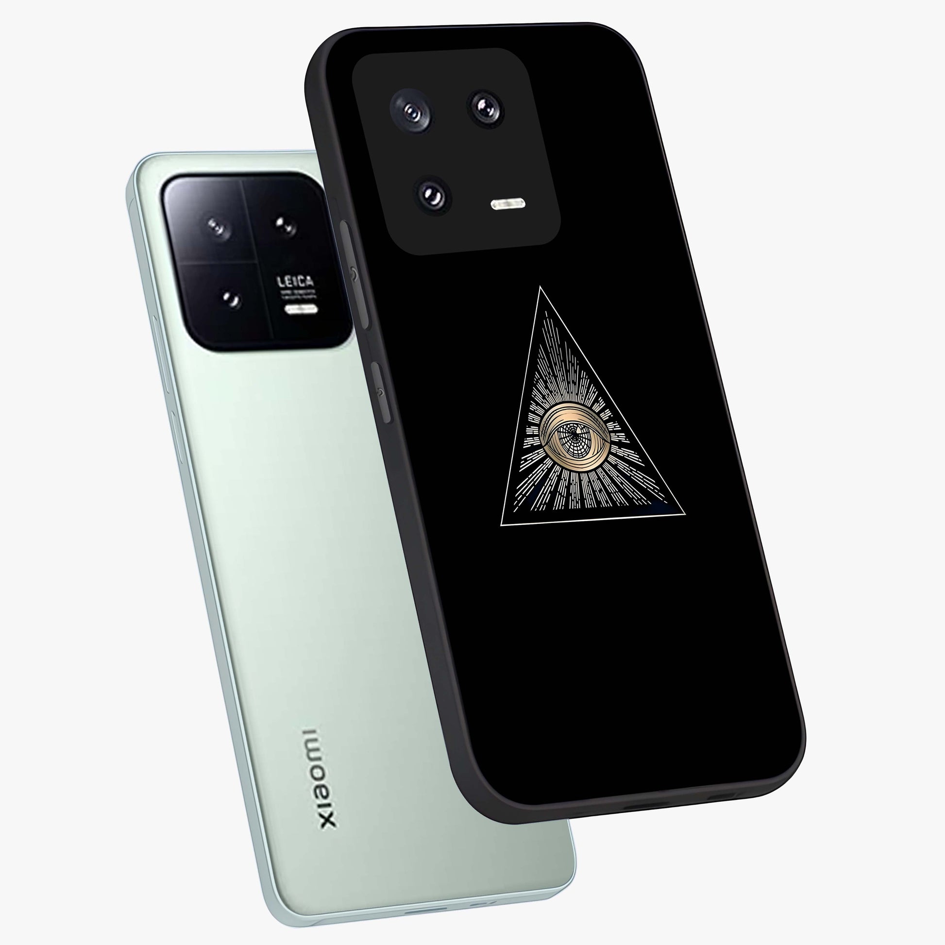 Illuminati Evil Glass Case displayed in angled mockup highlighting dark occult inspired design with bold aesthetic style.