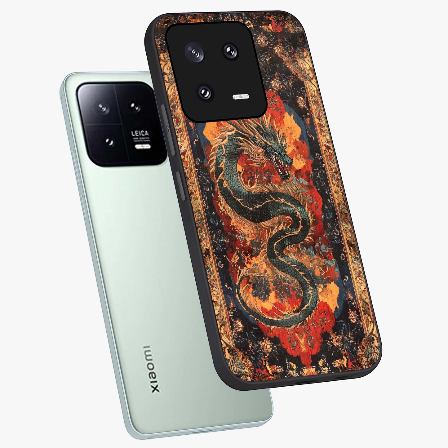 Inferno Dragon Soul Glass Case displayed in angled mockup highlighting powerful dragon illustration with inferno aesthetic.