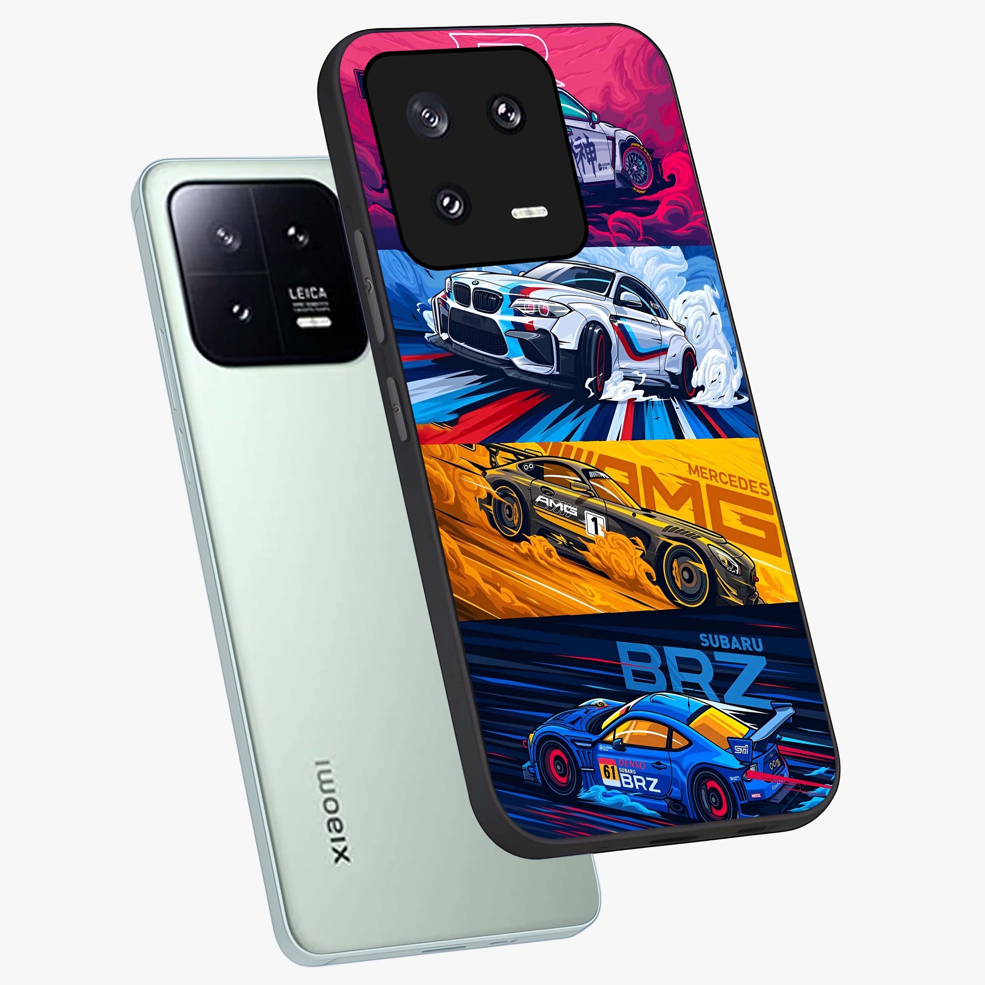 JDM Sports Car Glass Case displayed in angled mockup highlighting sleek Japanese racing car design with automotive aesthetic.