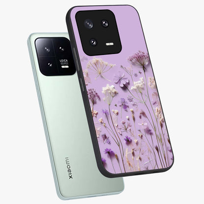 Lavender Blossom Dream Glass Case displayed in angled mockup highlighting dreamy lavender flower design with calming aesthetic style.