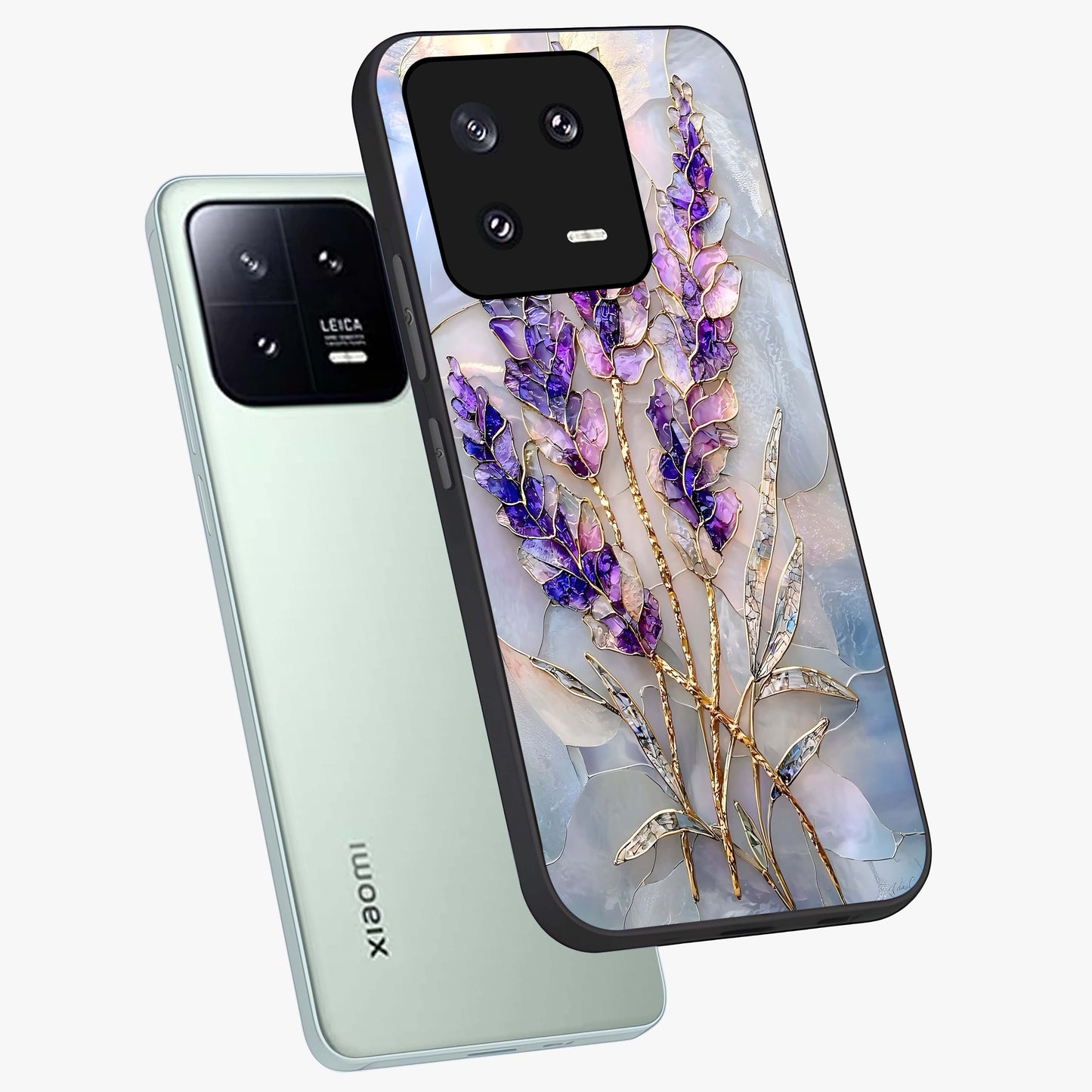 Lavender Dream Glow Glass Case displayed in angled mockup highlighting dreamy purple glow design with soft artistic style.