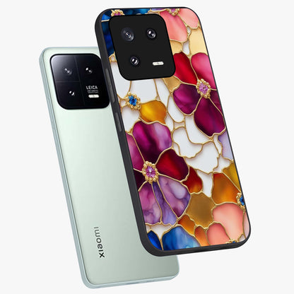 Marble Flower Pattern Glass Case displayed in angled mockup highlighting elegant marble floral design with modern aesthetic.