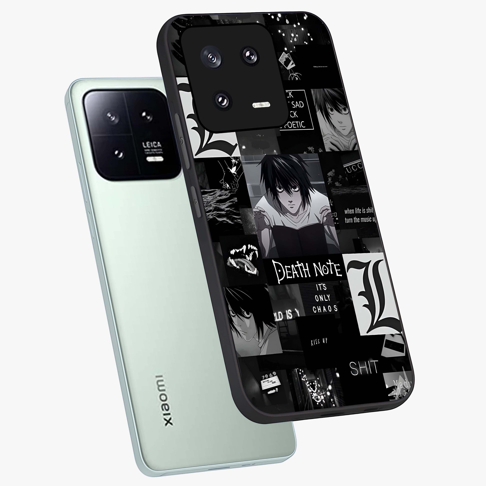 Midnight Chaos Mind Glass Case displayed in angled mockup highlighting chaotic artistic design with dramatic midnight aesthetic.