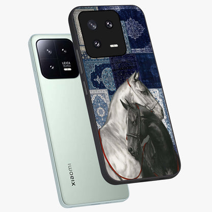 Midnight Stallion Blues Glass Case displayed in angled mockup highlighting powerful stallion illustration with deep midnight tones.