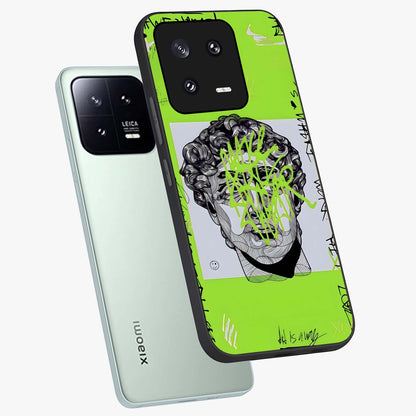 Neo Graffiti Rebellion Glass Case displayed in angled mockup highlighting urban street art design with rebellious aesthetic.