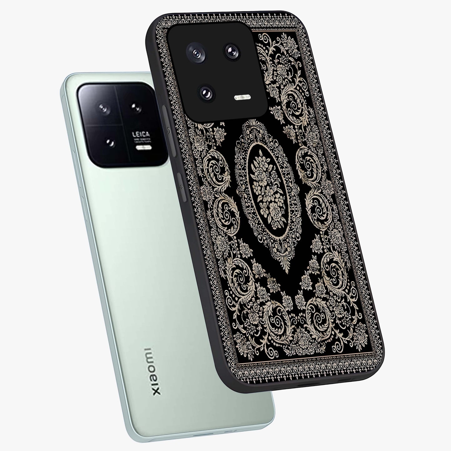 Noir Bloom Elegance Glass Case displayed in angled mockup highlighting refined flower design with stylish noir aesthetic.