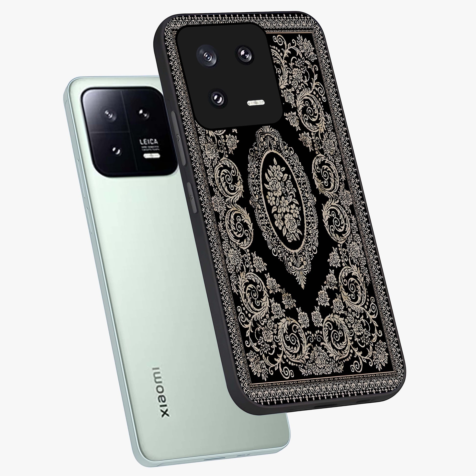 Noir Bloom Elegance Glass Case displayed in angled mockup highlighting refined flower design with stylish noir aesthetic.