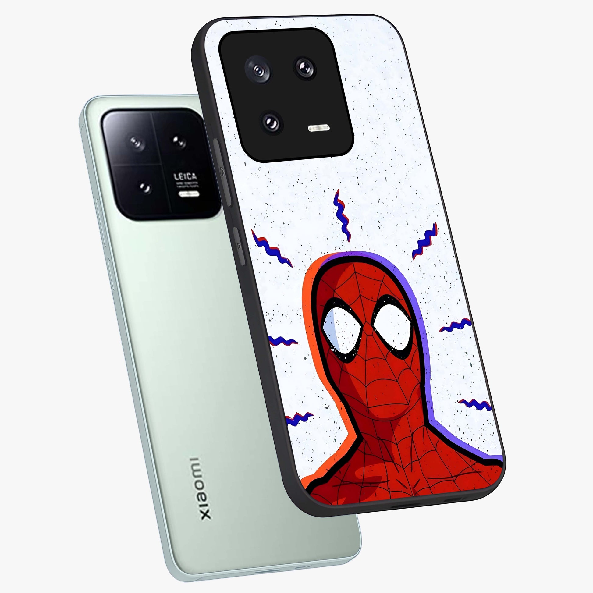Omg Spiderman Glass Case displayed in angled mockup highlighting dynamic hero illustration with action comic aesthetic.