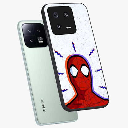 Omg Spiderman Glass Case displayed in angled mockup highlighting dynamic hero illustration with action comic aesthetic.