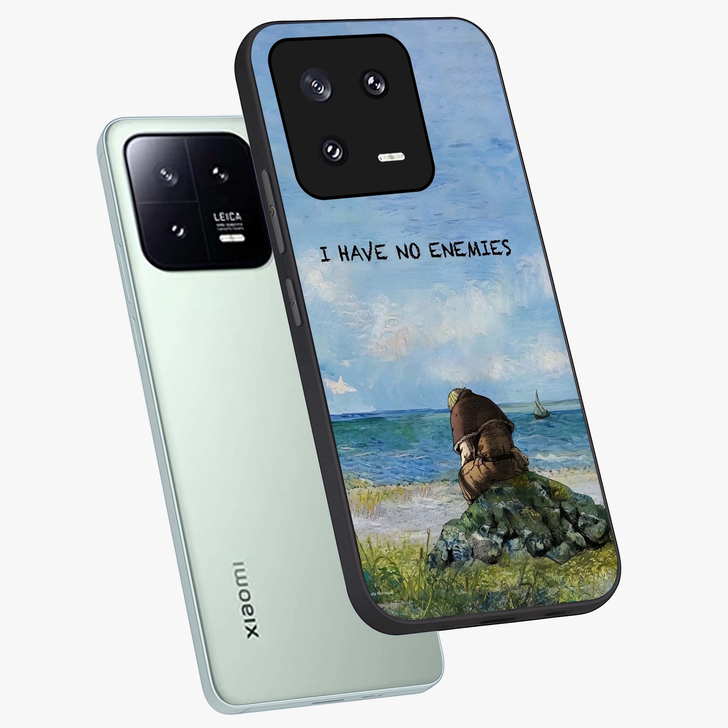 Peace Beyond War Glass Case displayed in angled mockup highlighting meaningful message design with artistic aesthetic style.