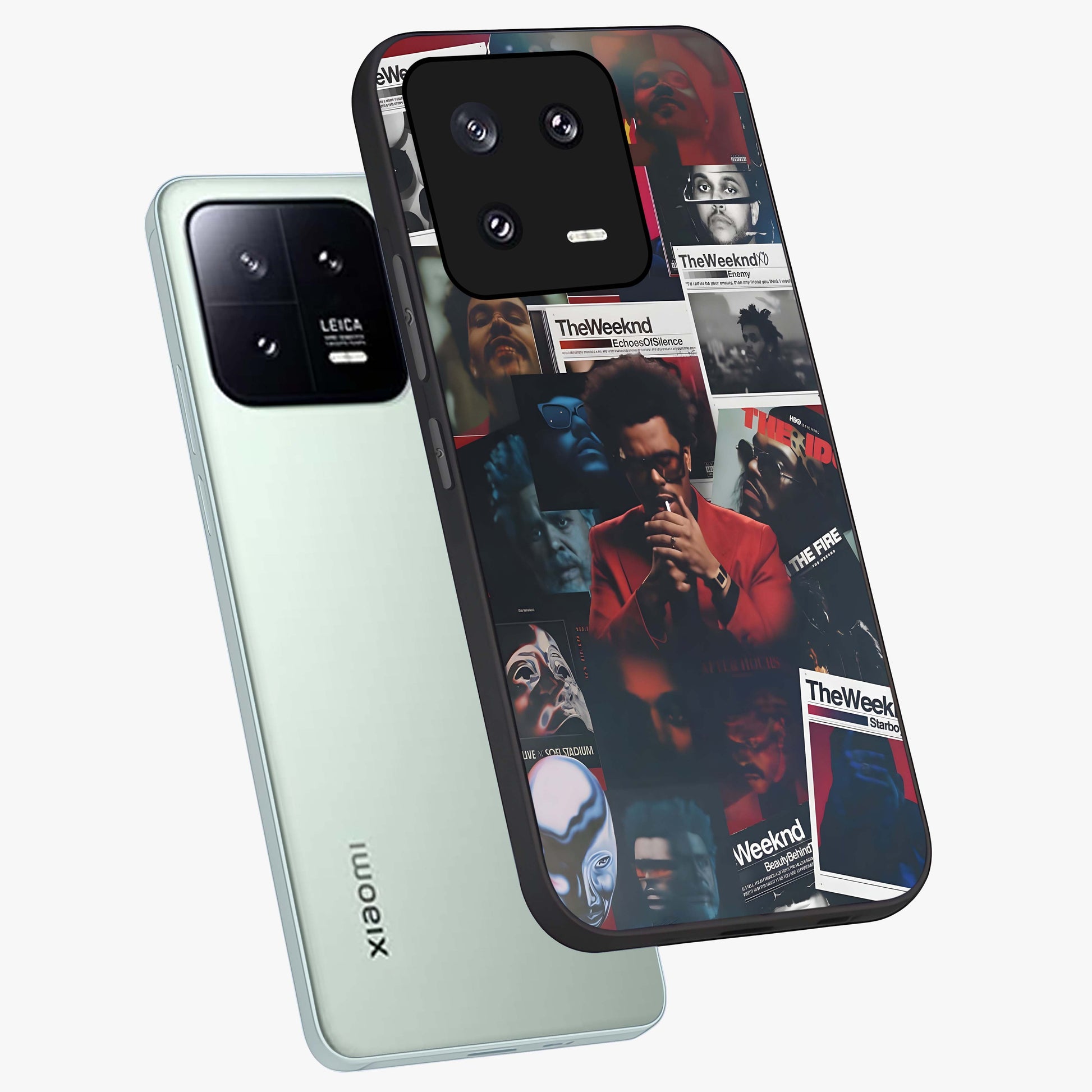 The Weeknd Glass Case displayed in angled mockup highlighting stylish pop culture inspired design with modern aesthetic.