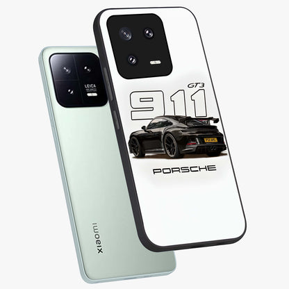 Turbo Legacy Icon Glass Case displayed in angled mockup highlighting dynamic automotive design with performance aesthetic.