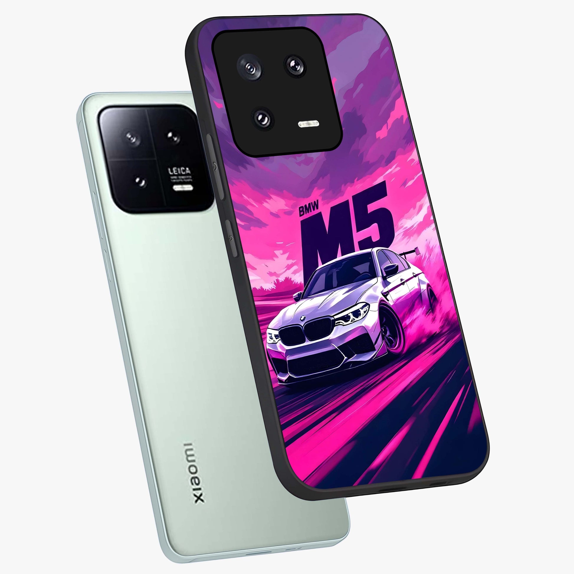 Velocity Drift Pulse Glass Case displayed in angled mockup highlighting dynamic drift design with sporty automotive aesthetic.