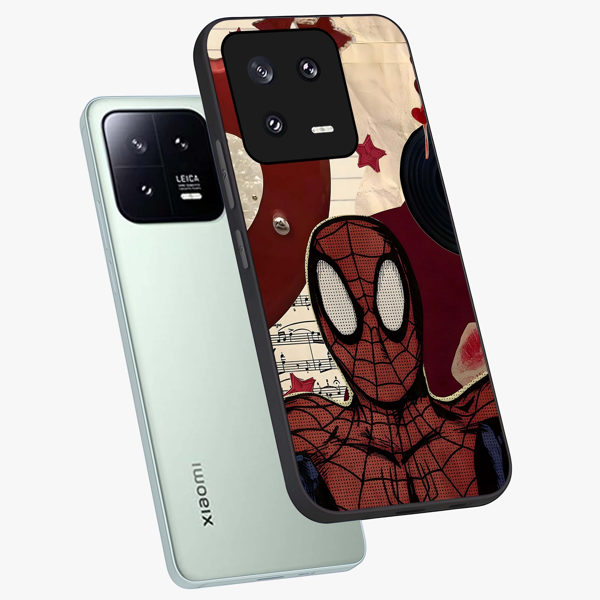 Web Warrior Vibes Glass Case displayed in angled mockup highlighting dynamic web design with comic style aesthetic.