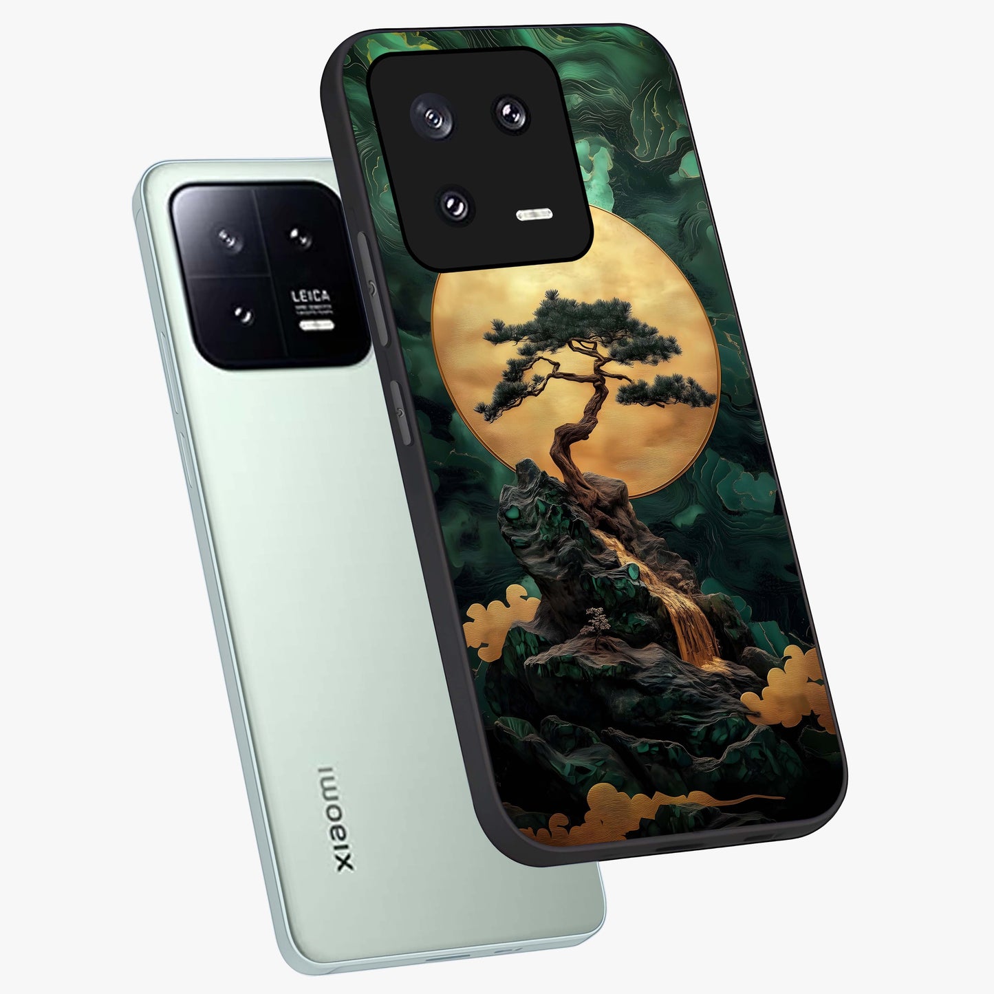 Zen Moon Rise Glass Case displayed in angled mockup highlighting peaceful lunar design with zen aesthetic style.