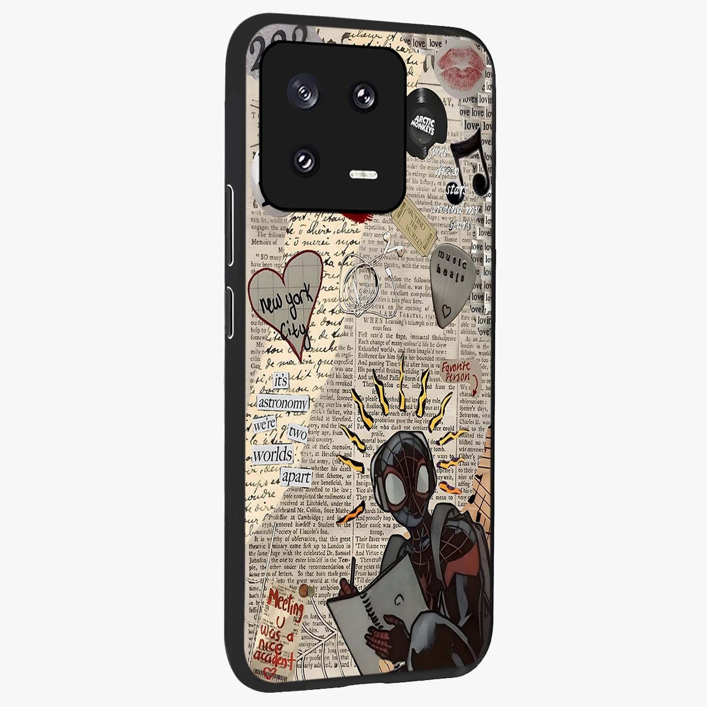 City Dream Sketch Glass Case upright view showcasing urban skyline artwork with stylish hand drawn design.