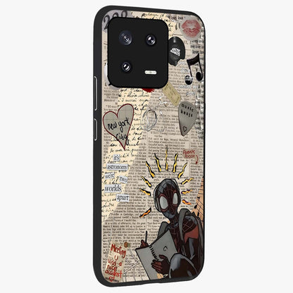 City Dream Sketch Glass Case upright view showcasing urban skyline artwork with stylish hand drawn design.