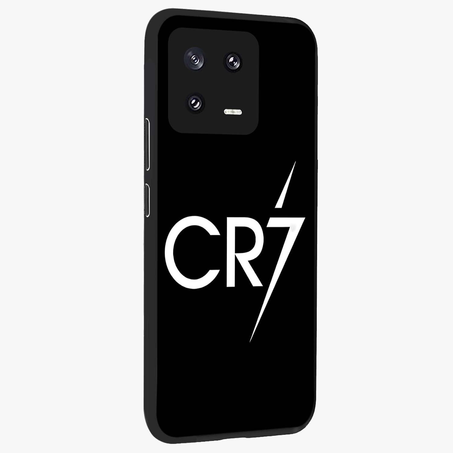 Cr7 Elite Strike Glass Case upright view showcasing energetic football inspired design with modern sports aesthetic.