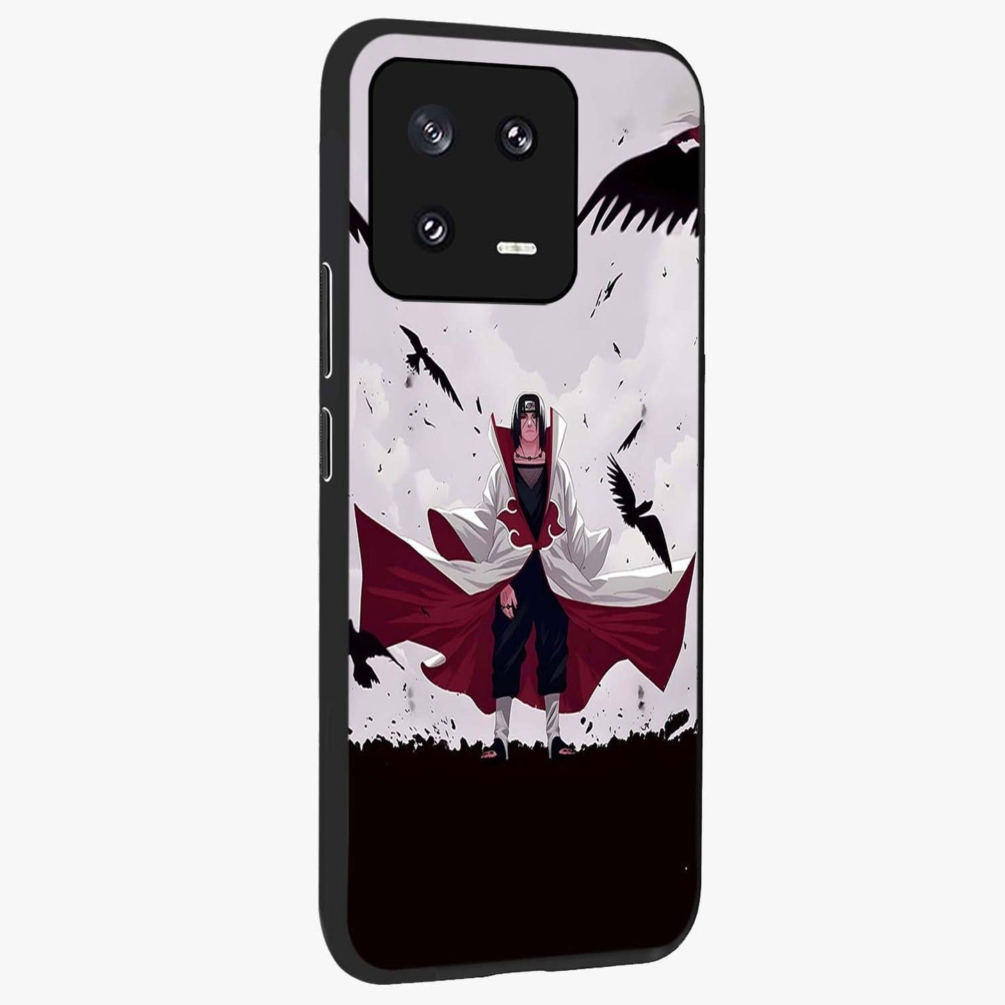 Crimson Crow Ascension Glass Case upright view showcasing dramatic crow artwork with bold gothic theme.