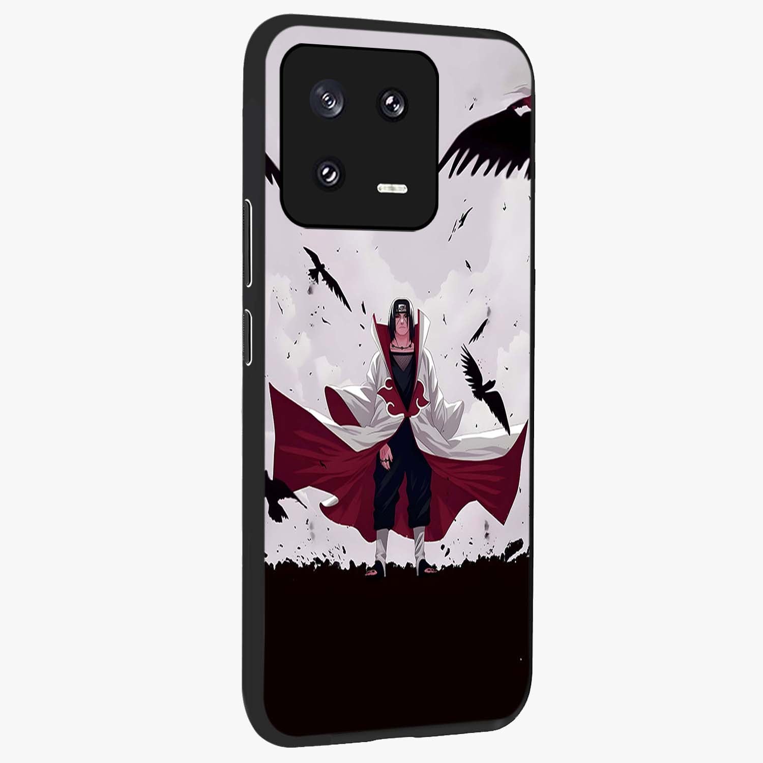 Crimson Crow Ascension Glass Case upright view showcasing dramatic crow artwork with bold gothic theme.