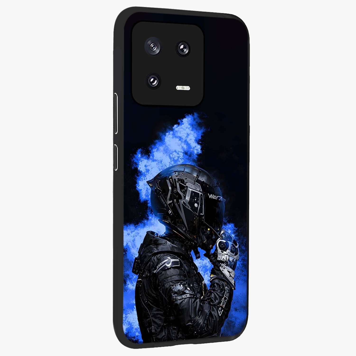 Cyber Sentinel Protocol Glass Case upright view showcasing advanced cyber sentinel artwork with futuristic tech theme.