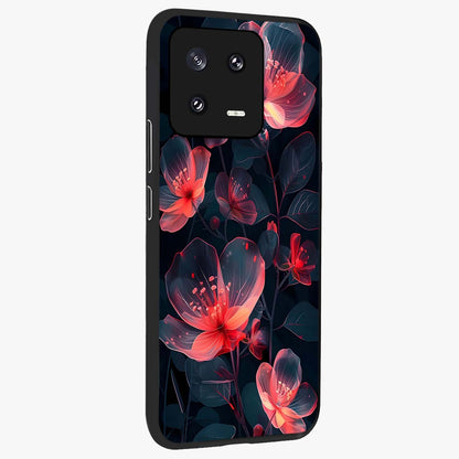 Dark Shade of Flower Glass Case upright view showcasing delicate flower artwork with rich dark floral theme.