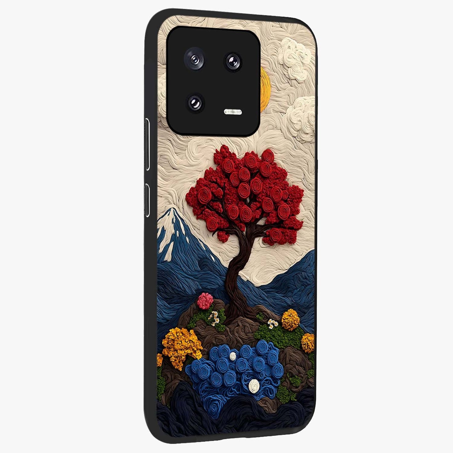 Eternal Nature Tapestry Glass Case upright view showcasing elegant nature tapestry design with decorative style.