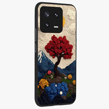 Eternal Nature Tapestry Glass Case upright view showcasing elegant nature tapestry design with decorative style.