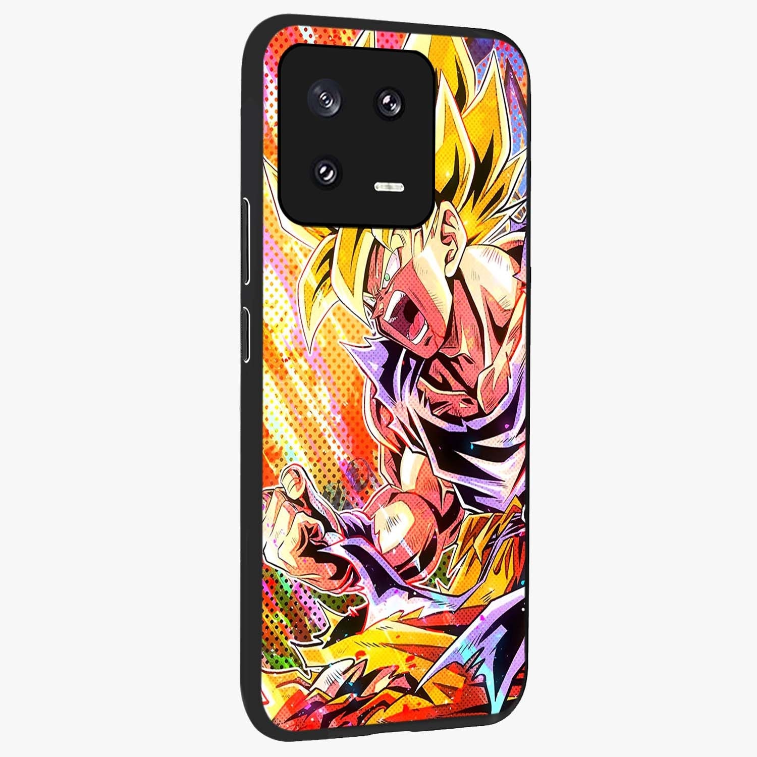 Firing Goku Glass Case upright view showcasing energetic anime artwork with bold warrior theme.