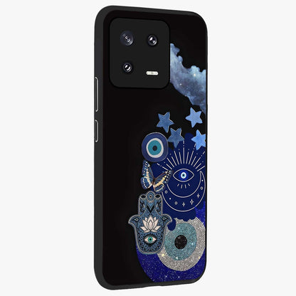 Galactic Charm Cluster Glass Case upright view showcasing glowing cosmic charm artwork with magical celestial style.