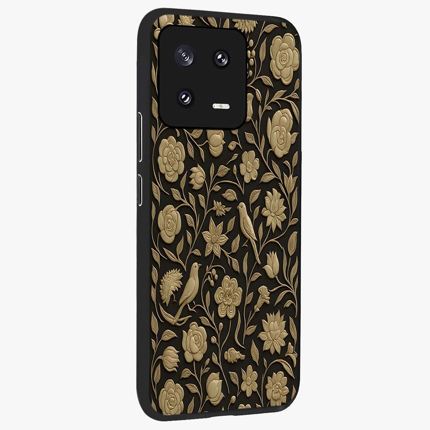Golden Evil Eye Mandala Glass Case upright view showcasing decorative evil eye mandala artwork with spiritual aesthetic style.