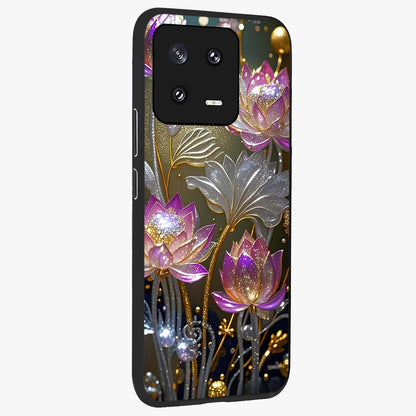 Golden Floral Majesty Glass Case upright view showcasing majestic floral artwork with rich decorative theme.