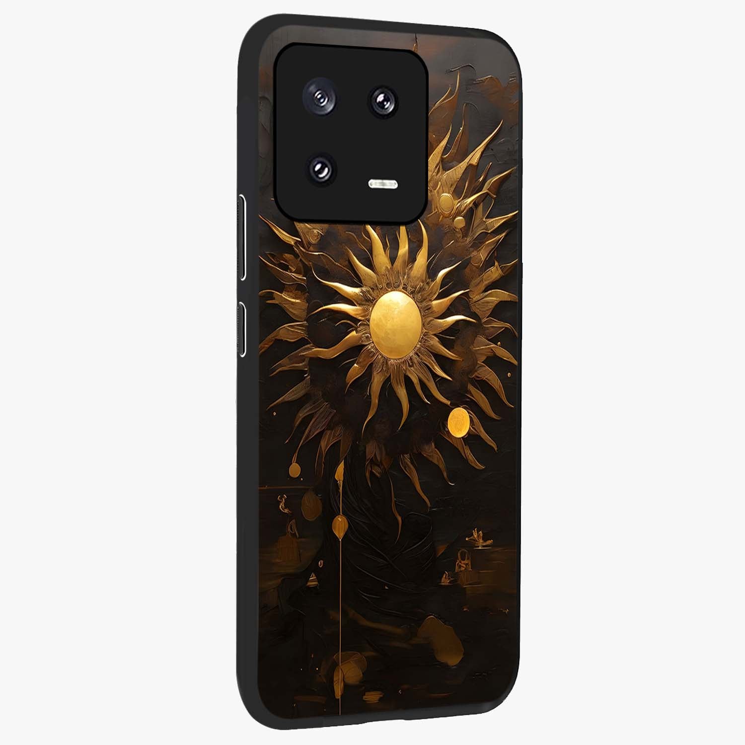 Golden Sun Majesty Glass Case upright view showcasing haunting graveyard artwork with dramatic dark theme.