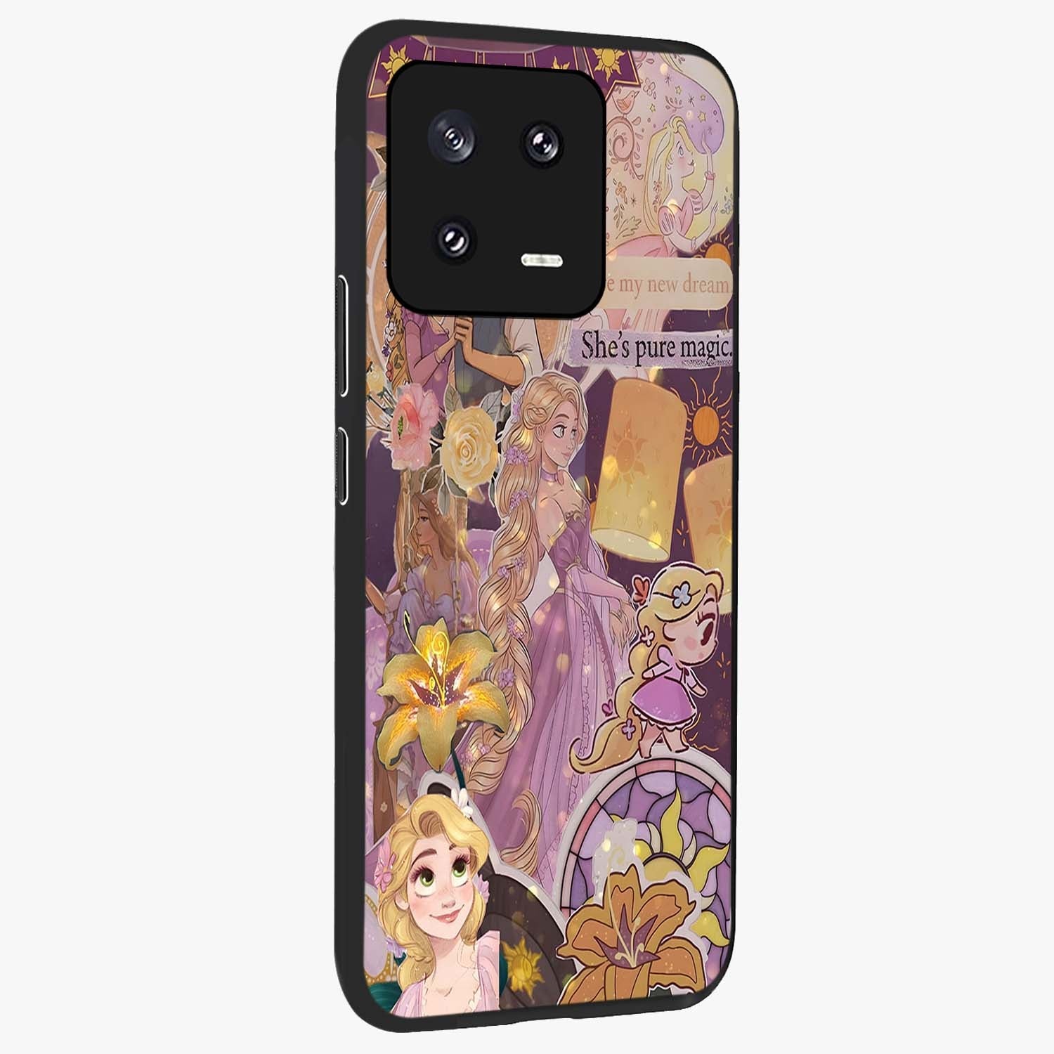 Magical Tangled Dream Glass Case upright view showcasing enchanting artistic artwork with dreamy fantasy theme.