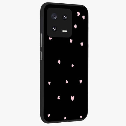 Pink Love Drops Glass Case upright view showcasing charming heart drop artwork with romantic playful theme.