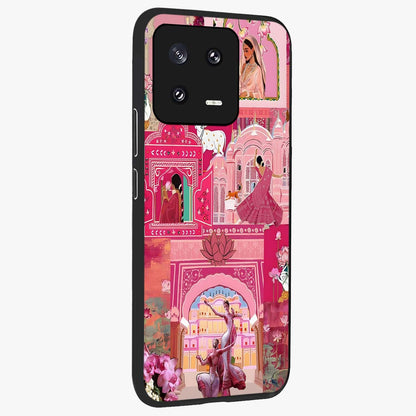 Pink Palace Muse Glass Case upright view showcasing artistic palace artwork with graceful royal theme.