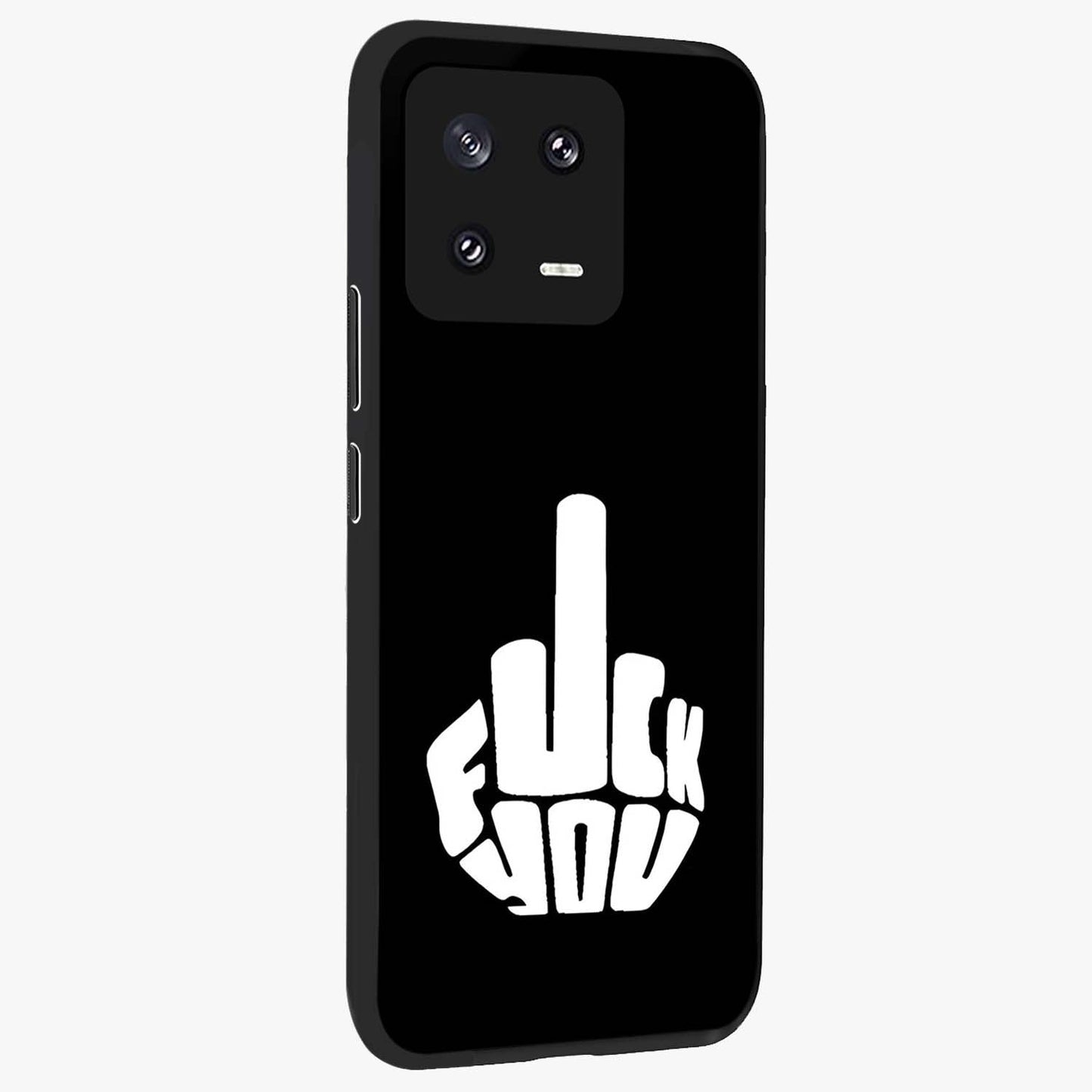 Rebel Mode On Glass Case upright view showcasing striking statement artwork with bold rebellious theme.