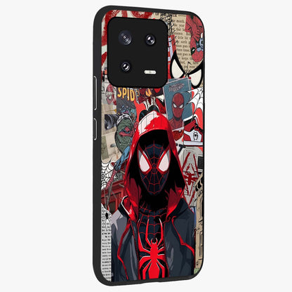 Spider Collage Street Glass Case upright view showcasing bold superhero artwork with urban street theme.
