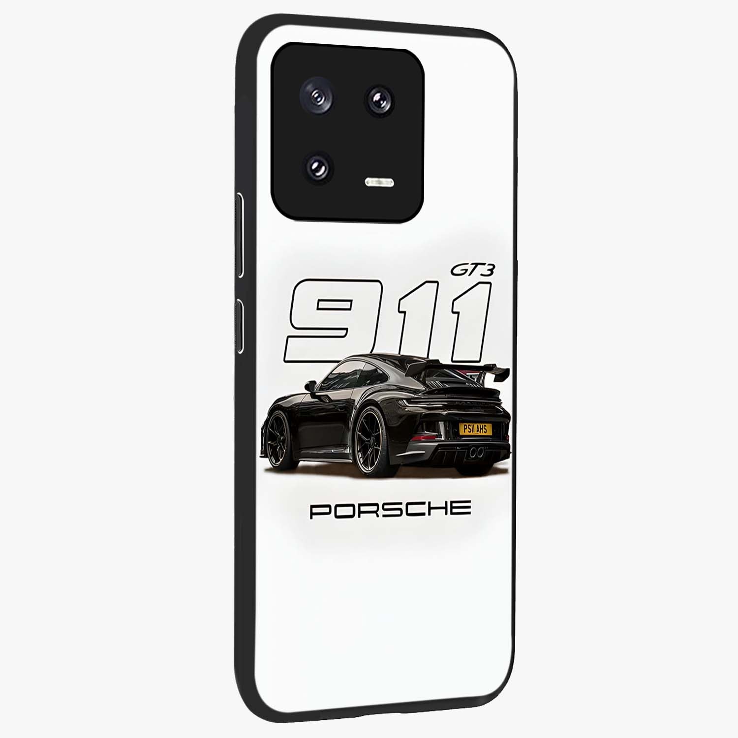Turbo Legacy Icon Glass Case upright view showcasing bold racing inspired artwork with classic car theme.